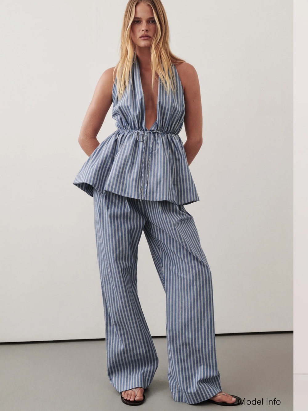 DISSH Gracie Blue Stripe Halter Top and Drawstring Pants
